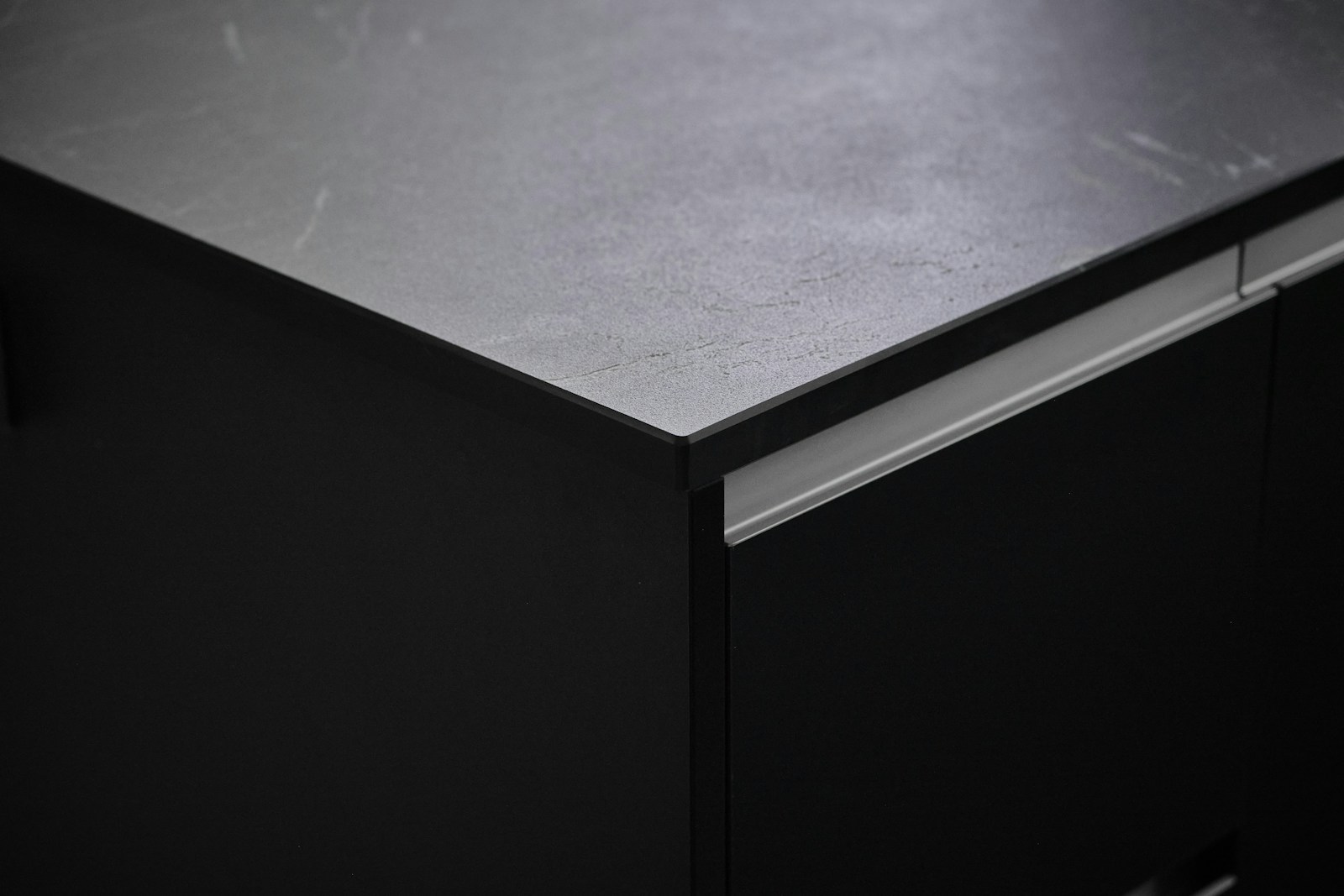 a close up of a black metal cabinet